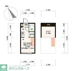 東武東上線 上板橋駅 徒歩9分の賃貸アパート 2階ワンルームの間取り