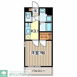 JR武蔵野線 新座駅 徒歩5分の賃貸マンション 2階1Kの間取り