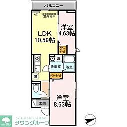 セジュール西台4 2LDKの間取図画像