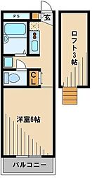 レオパレス東峰第3 1Kの間取図画像