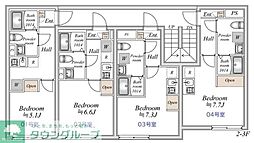 板橋区相生町マンション 1Kの間取図画像