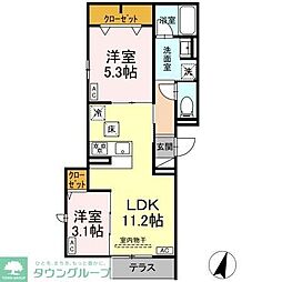 D-PRECIOUS高野台 2LDKの間取図画像