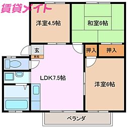 ラウンドトータス 3DKの間取図画像
