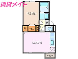 アーバンドリーム 2階1LDKの間取り