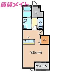 Ｃａｓａ　Ｆｅｌｉｃｅ 1階ワンルームの間取り