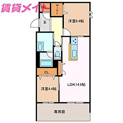 シャーメゾンサクラスクエア本郷 1階2LDKの間取り