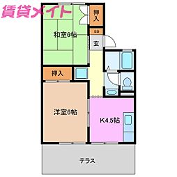 ノースエトランゼB 2Kの間取図画像