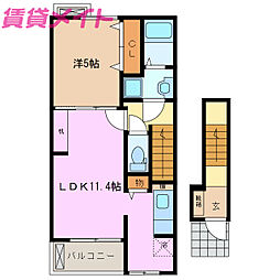 ブリアン　II 2階1LDKの間取り