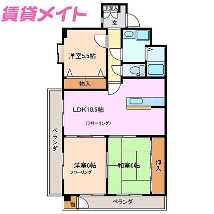 JINハイツ富田浜2A_間取り_0