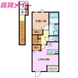 プラ　リジェール 2階1LDKの間取り