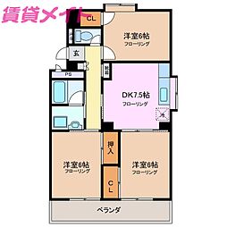 ブライトプラザA 3DKの間取図画像