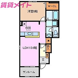 アペックス清水町B 1LDKの間取図画像