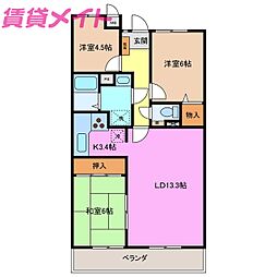 ラウムズ富洲原 3LDKの間取図画像