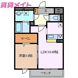 フェリーチェ 1LDKの間取図画像