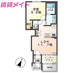 神楽 1LDKの間取図画像