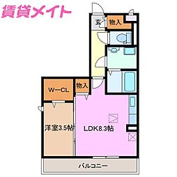 セーリング5B 1LDKの間取図画像