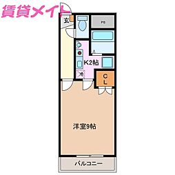 クリスタルハイツ 1Kの間取図画像