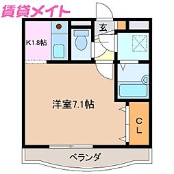 ユーミーマンション加藤A棟 1Kの間取図画像
