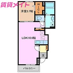 サンリットNA 1LDKの間取図画像