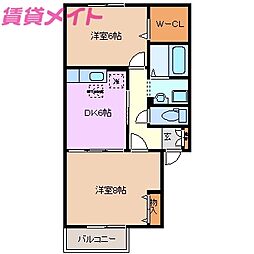 ジョイリバー 2DKの間取図画像