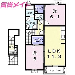 フィオーレ花水木2 2LDKの間取図画像