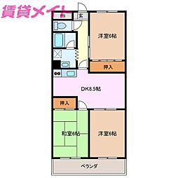 レジデンス富州原 3DKの間取図画像