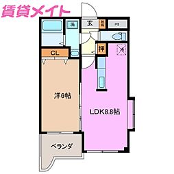 プロニティケン 1LDKの間取図画像