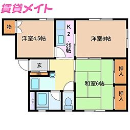 チェリーハイツ 3Kの間取図画像