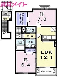 サンペドロB 2LDKの間取図画像