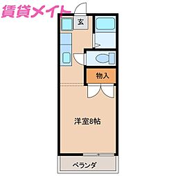 パティオ西山C棟 ワンルームの間取図画像
