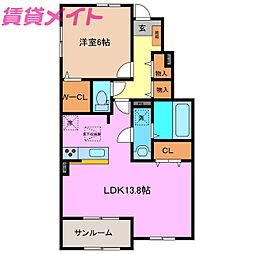 エリタージュ1 1LDKの間取図画像