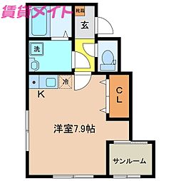 リオハウス ワンルームの間取図画像