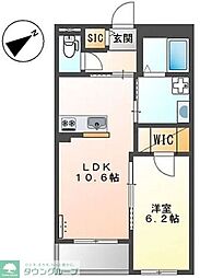 N’ s ARK（ヌアズアーク） 2階1LDKの間取り