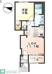ディモーラ 1階1LDKの間取り