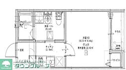 ベルメント袖ヶ浜 1階1Kの間取り