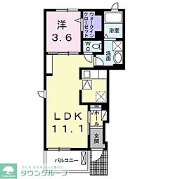 サンフェリーチェII 1階1LDKの間取り