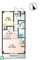 ヴィアーレ・ガーナ 1階1LDKの間取り