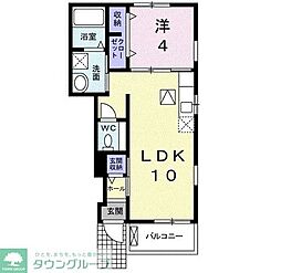 ブリーゼＴ1 1階1LDKの間取り