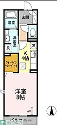 LUANA湘南 1Kの間取図画像