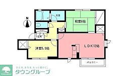 パークヒルズE 2LDKの間取図画像