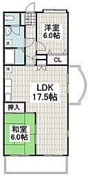 サンプラザ湘南 2LDKの間取図画像