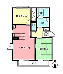 グランシード西湘 2LDKの間取図画像
