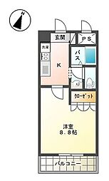 ポスト・マローネ 1Kの間取図画像
