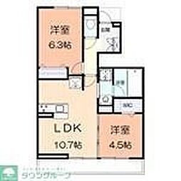 アジュールs 2LDKの間取図画像