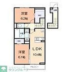アジュールu 2LDKの間取図画像