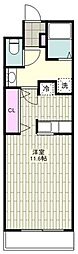 アクアコート 1Kの間取図画像