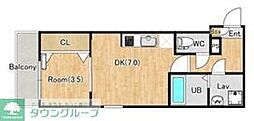 ジーメゾン海老名門沢橋ルリエ 1DKの間取図画像