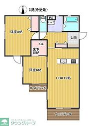 茅ヶ崎市東海岸南1丁目アパート 2LDKの間取図画像