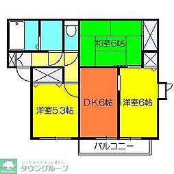 パークヒルズB 3DKの間取図画像