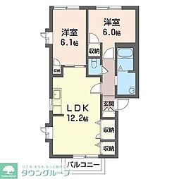 シャトル鳴瀬 2LDKの間取図画像